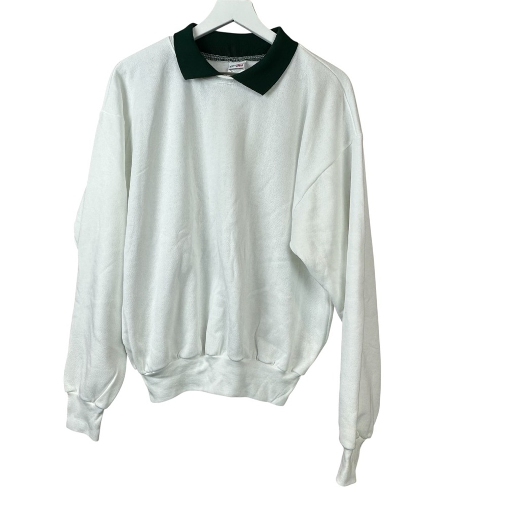 Vintage Quitman Made in USA White Collar Sweatshirt Women Sz Large